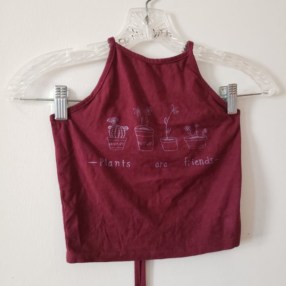 Brandy Melville Plants are Friends Burgundy Halter Top - Picture 2 of 5
